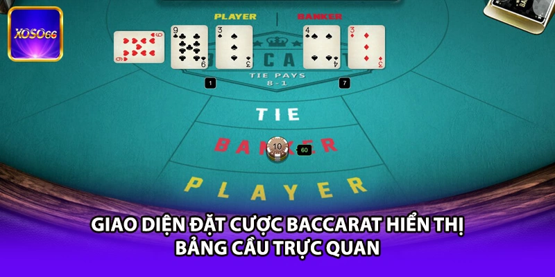 Giao diện đặt cược Baccarat hiển thị bảng cầu trực quan