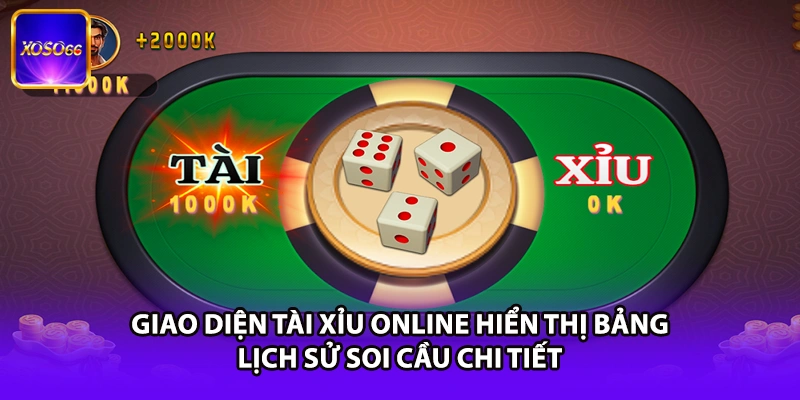 Giao diện Tài Xỉu online hiển thị bảng lịch sử soi cầu chi tiết