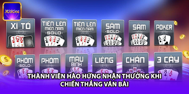 Thành viên hào hứng nhận thưởng khi chiến thắng ván bài